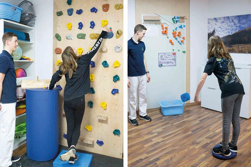 Kind beim therapeutischen Klettertraining